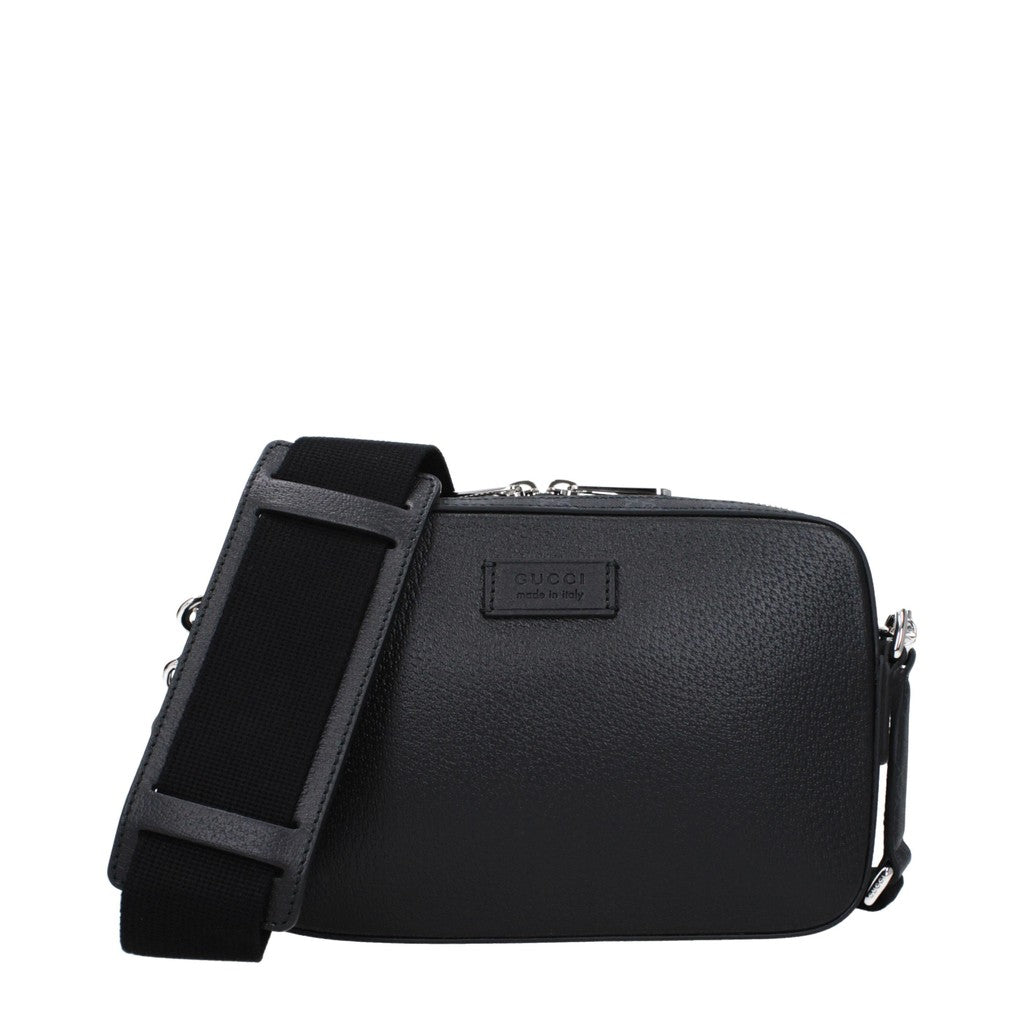 Gucci Platte crossbodytas met zilverkleurige details – Zwart / Zilver