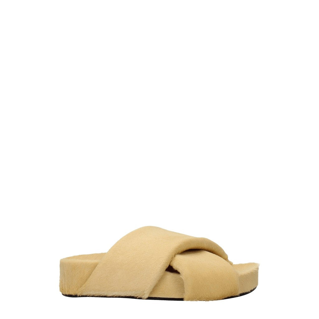 Jil Sander Cross-Strap Sandalen van paardenhaar – Beige