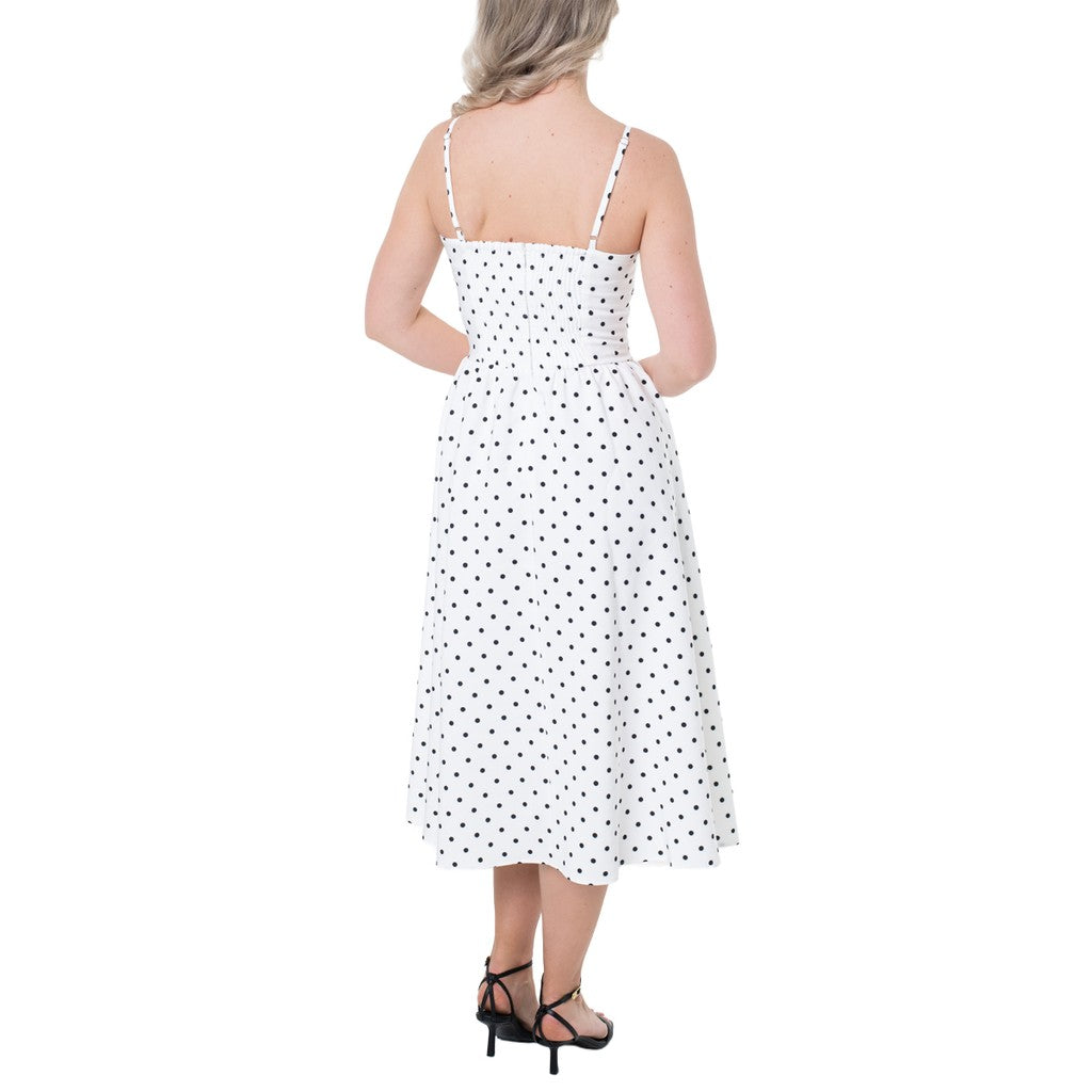 Guess Midi-jurk met hartvormige halslijn – Wit / Zwart