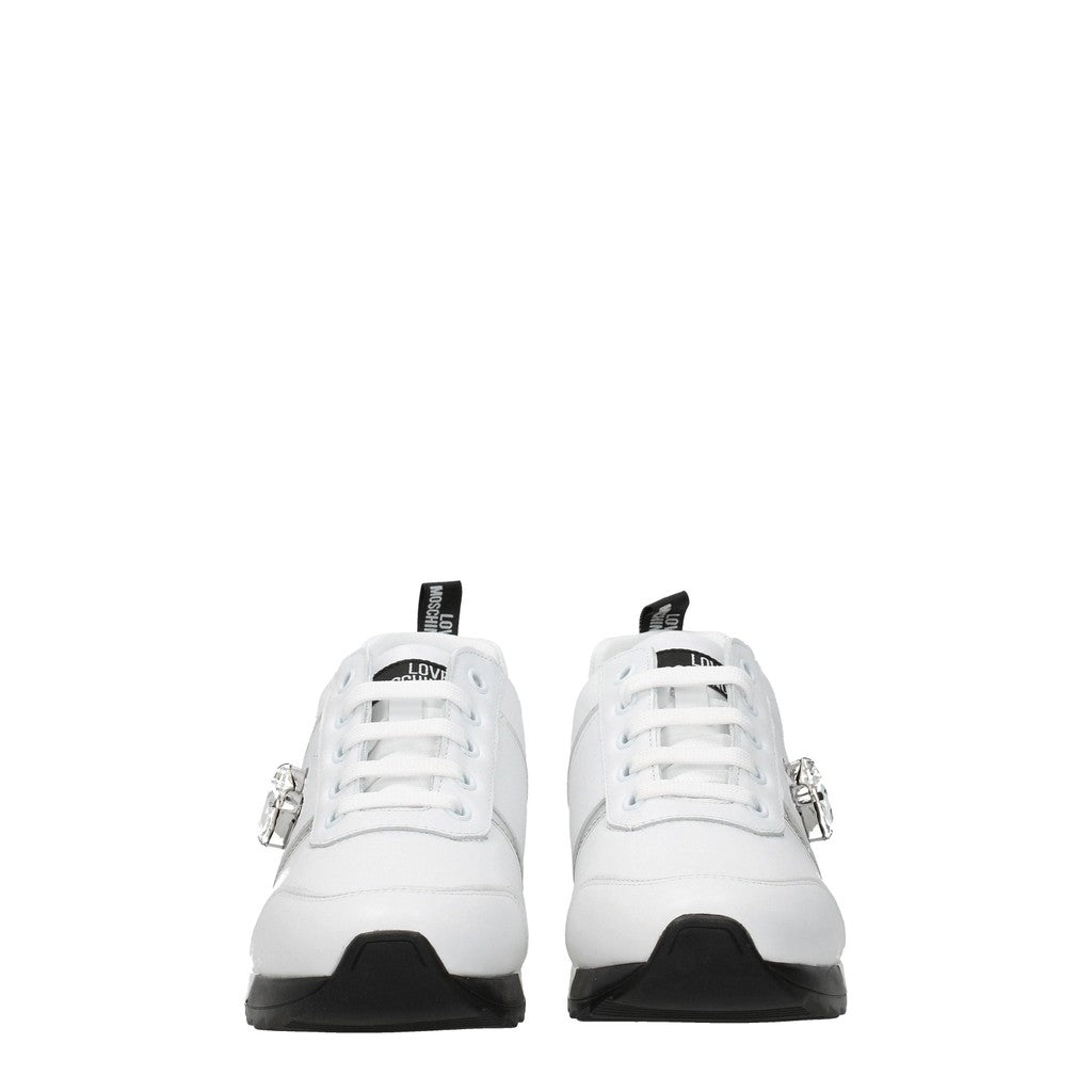Love Moschino Leren sneakers met rubberen zool – Wit