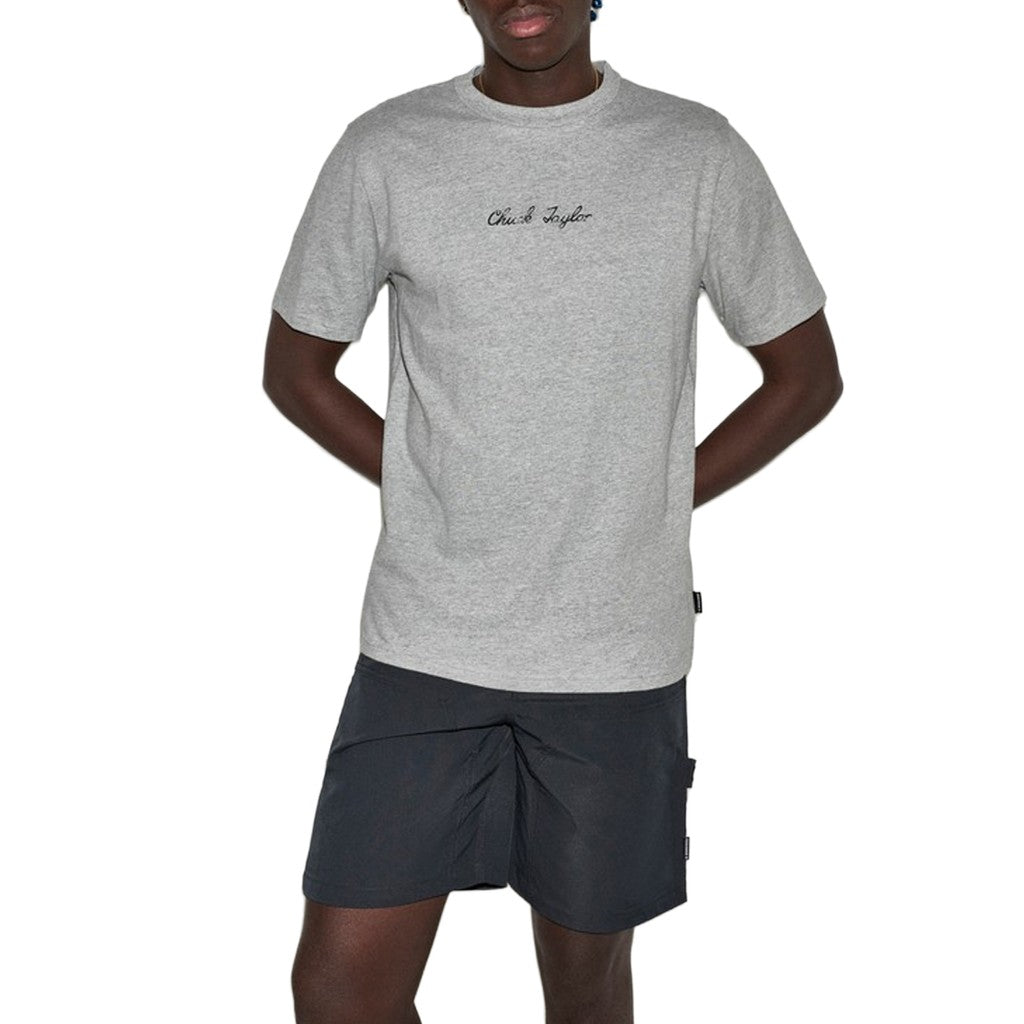 Converse T-shirt met print en bedrukt logo – Grijs