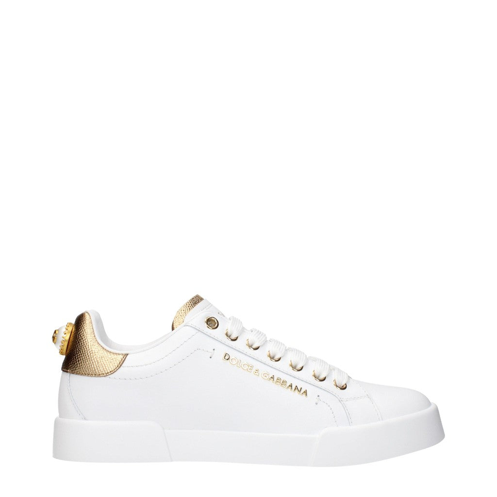 Dolce & Gabbana Sneakers met veters – Wit / Goud