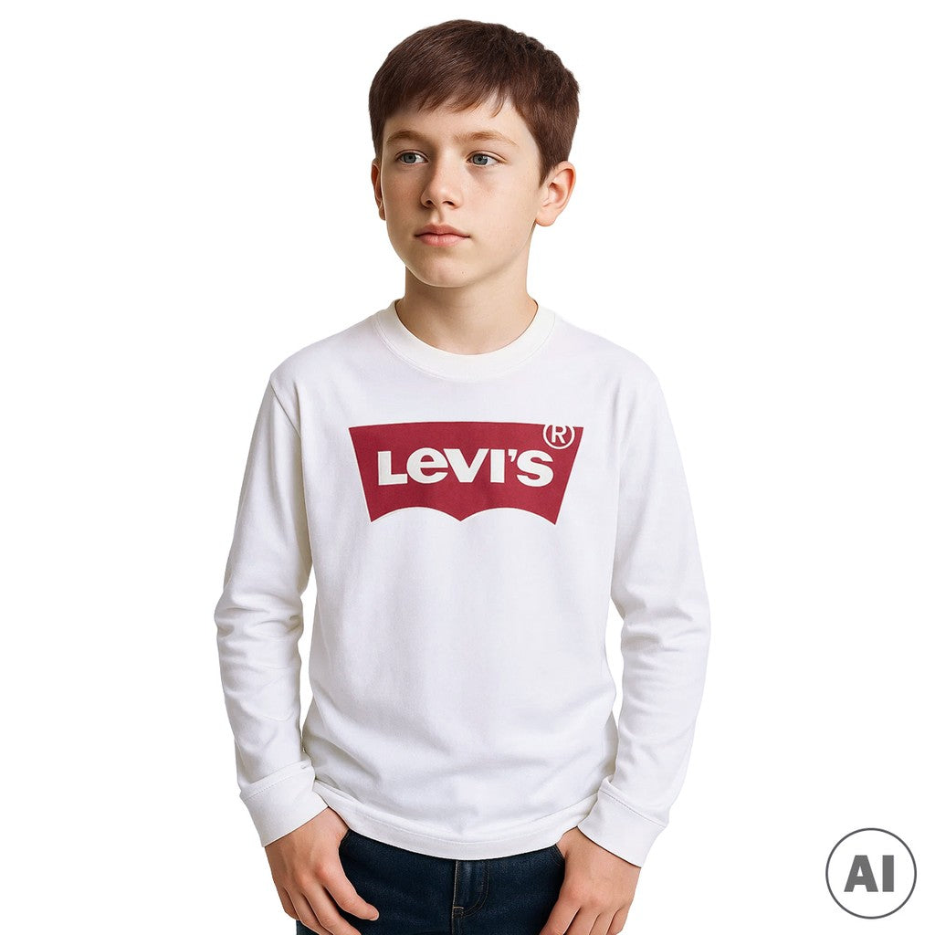 Levi's Kids T-shirt met lange mouwen en logo – Wit