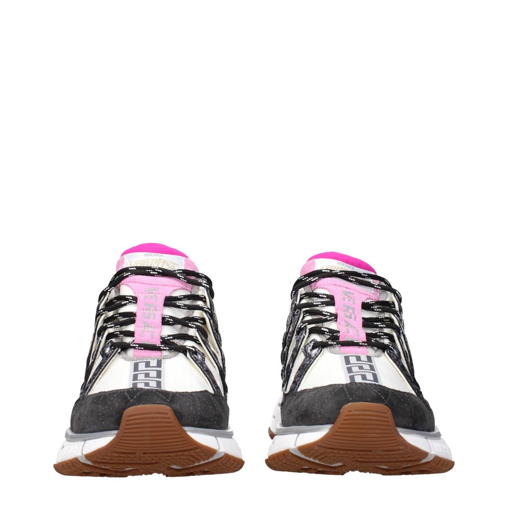 Versace Trigreca Sneakers van stof, leer en suède – Beige / Grijs