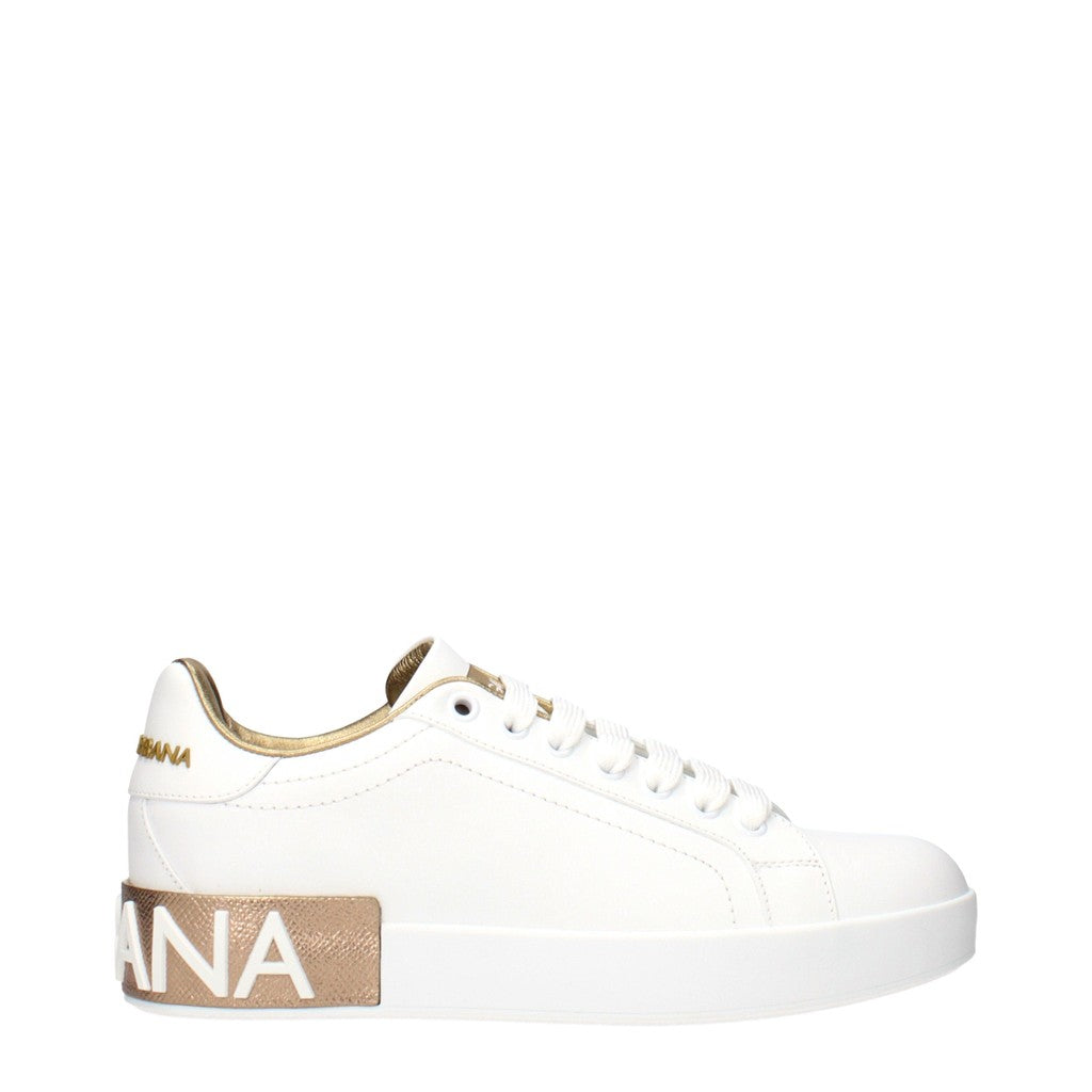 Dolce & Gabbana Leren sneakers – Wit / Goud