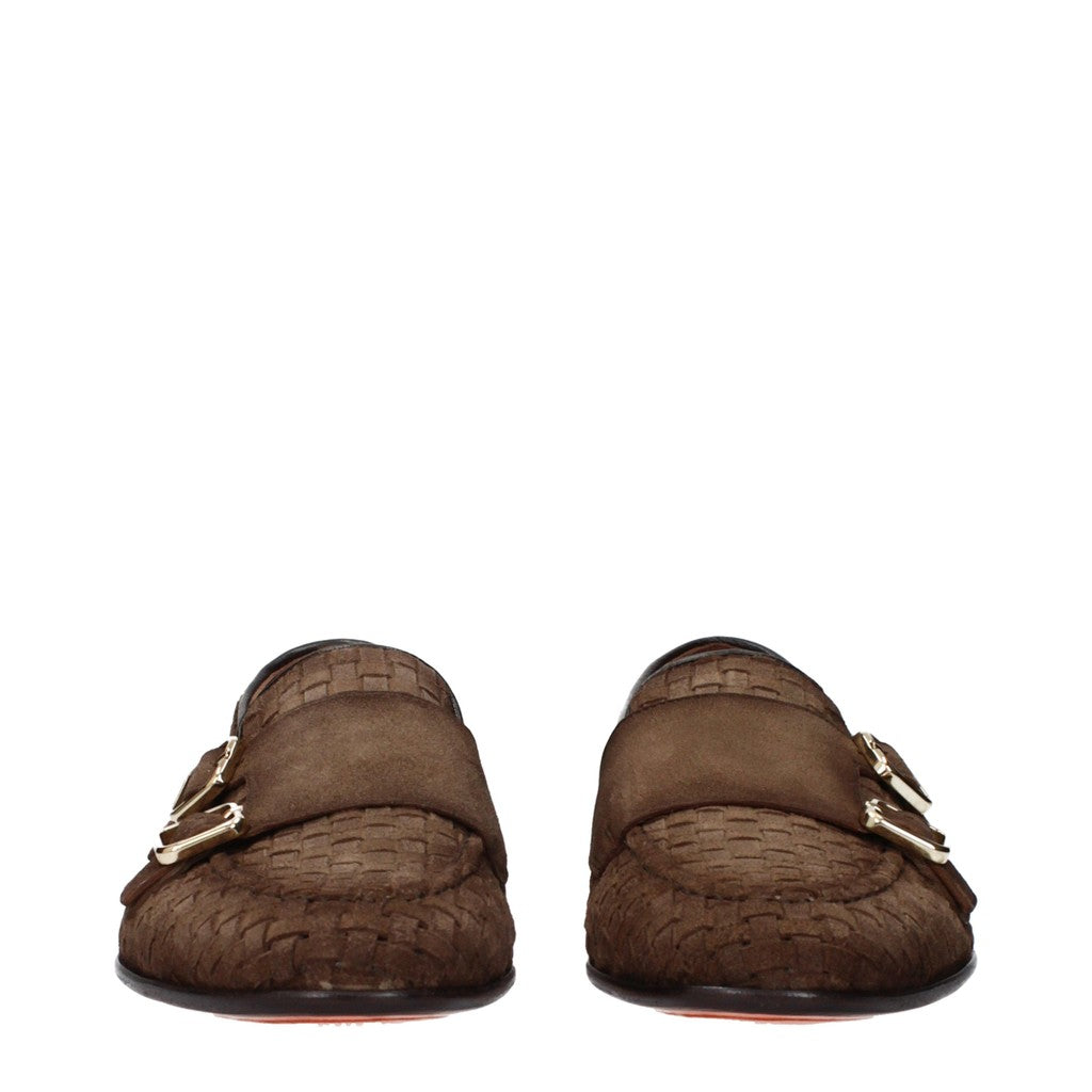 Santoni Loafers met dubbele gesp – Bruin