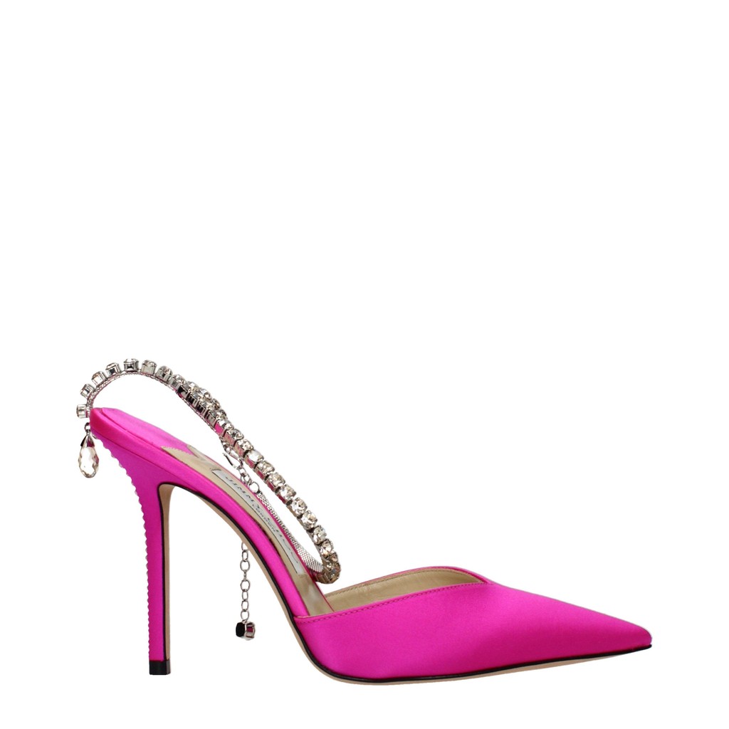 Jimmy Choo Saeda Pumps met puntige neus en haaksluiting – Fuchsia