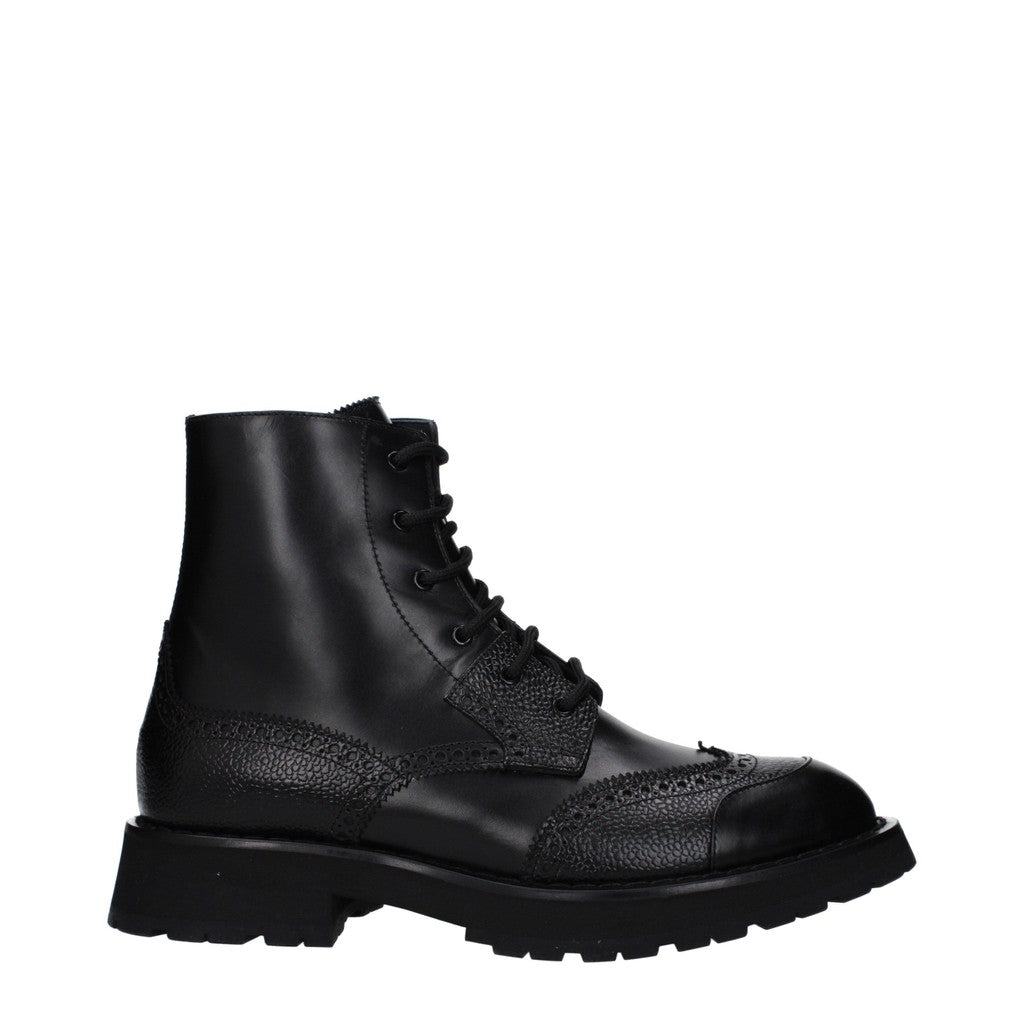 Alexander McQueen Leren boots met rubberen zool – Zwart