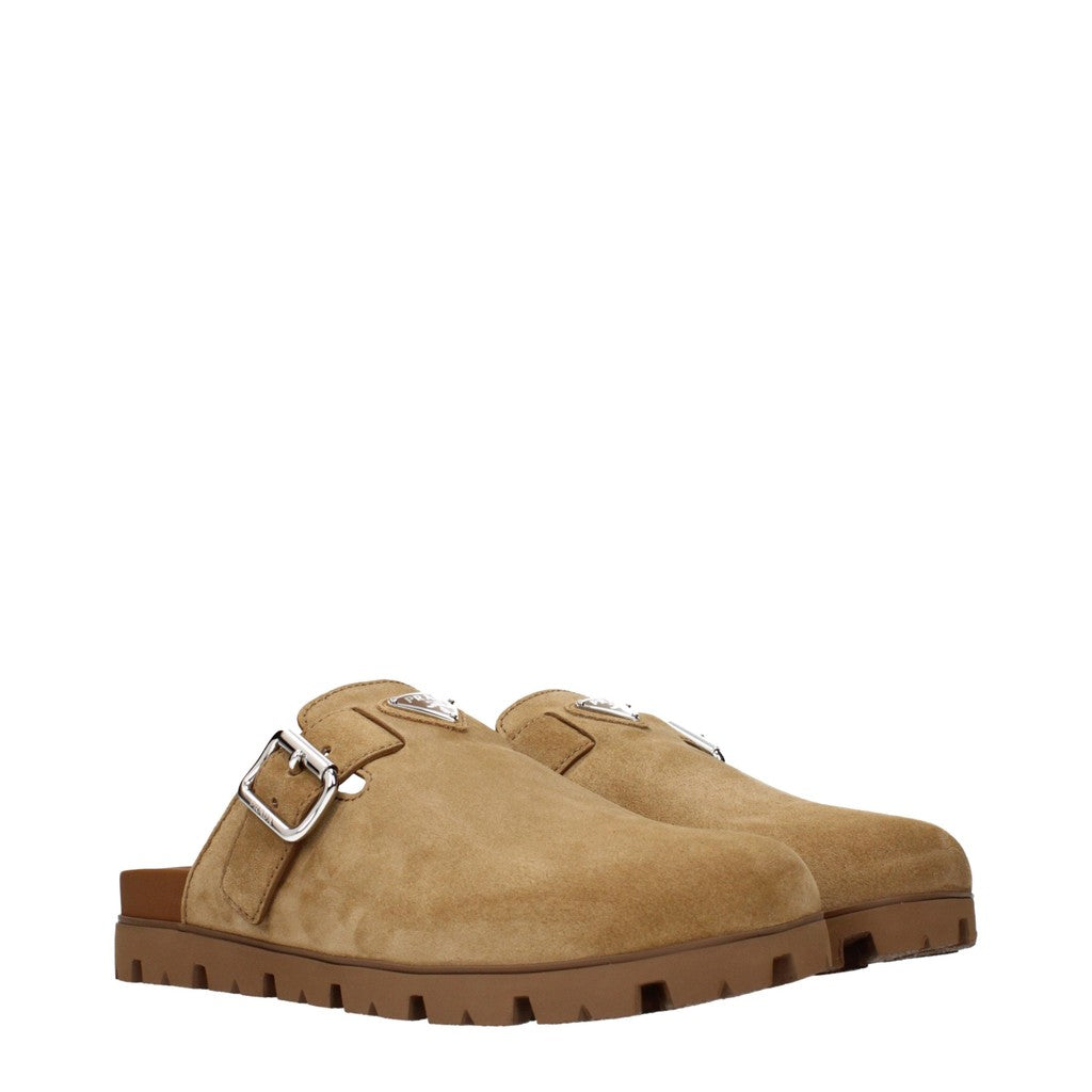 Prada Suède muiltjes – Bruin / Beige