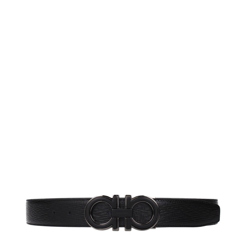 Salvatore Ferragamo Gancini Riem met drukknoopsluiting – Zwart / Donkerblauw