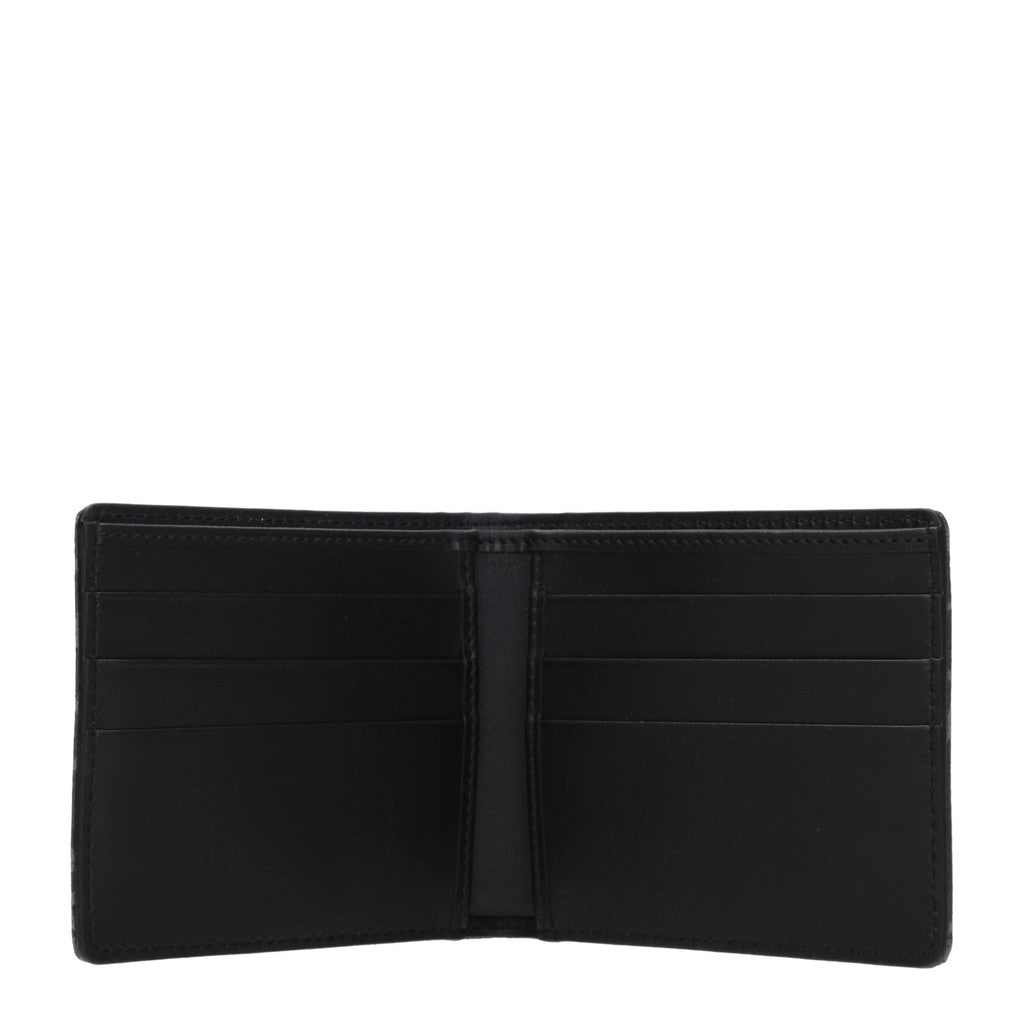 Dolce & Gabbana Portemonnee van leer en stof – Zwart / Grijs