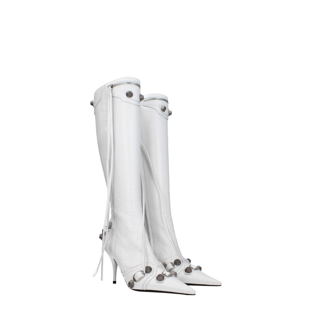 Balenciaga Knife Leren laarzen met hoge hak – Wit