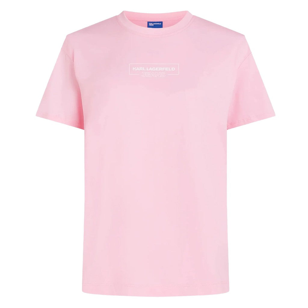 Karl Lagerfeld T-shirt met outline-logo – Zachtroze
