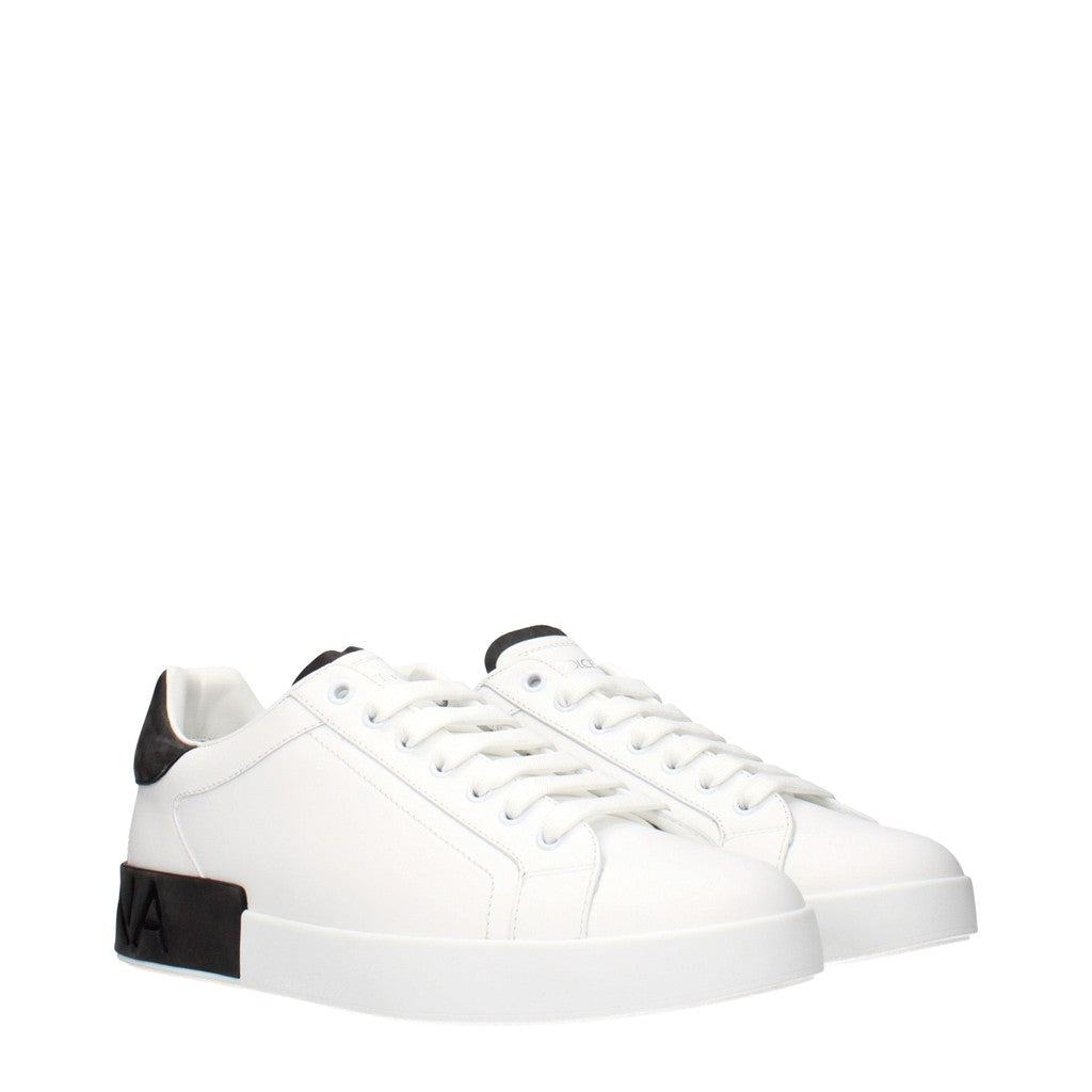 Dolce & Gabbana Sneakers van leer en suède met veters – Wit / Zwart
