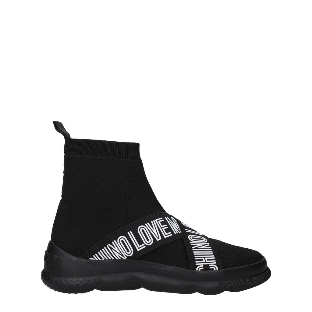 Love Moschino Stoffen sneakers met rubberen zool – Zwart