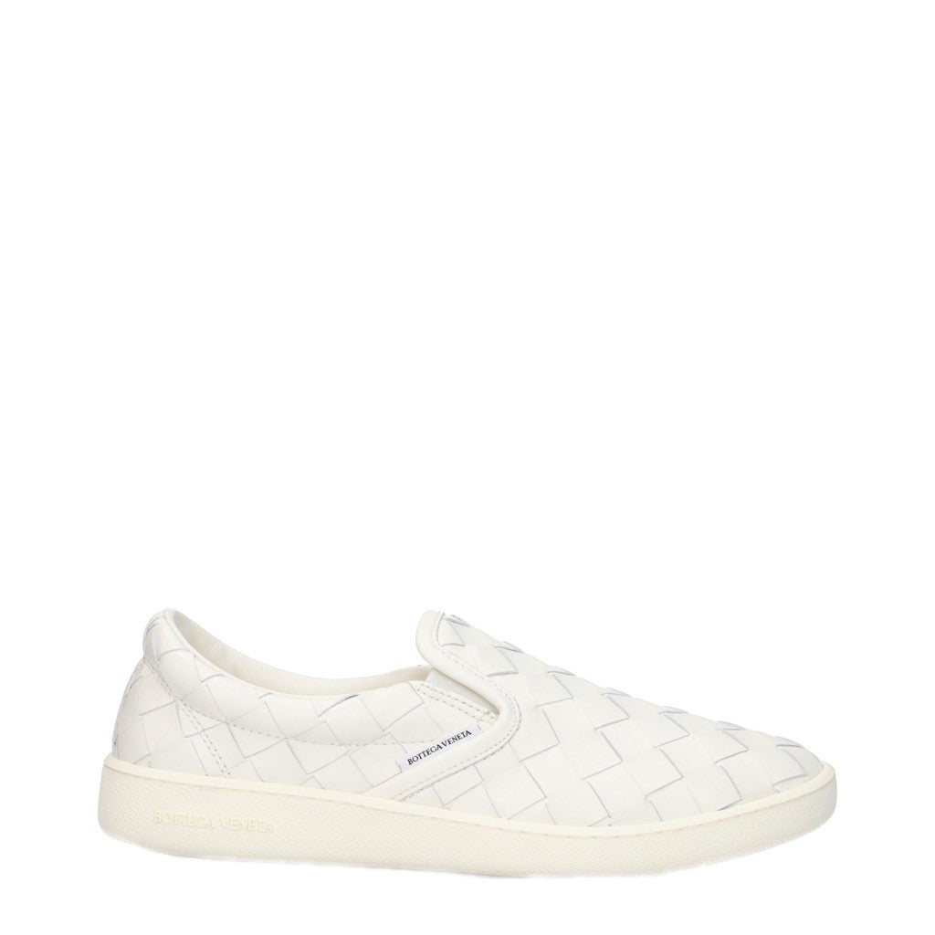 Bottega Veneta Sneakers met rubberen zool en ronde neus – Beige / Wit