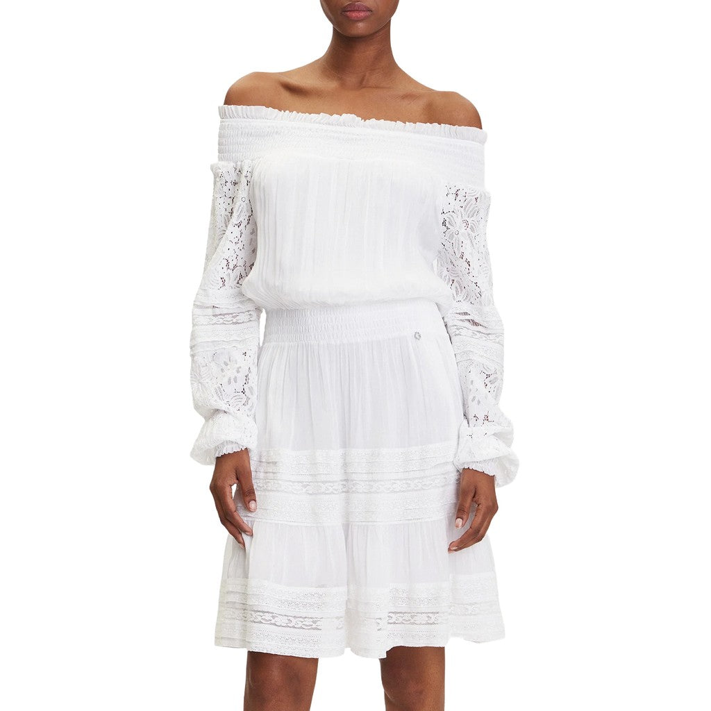 Guess Korte jurk met lange mouwen – Wit