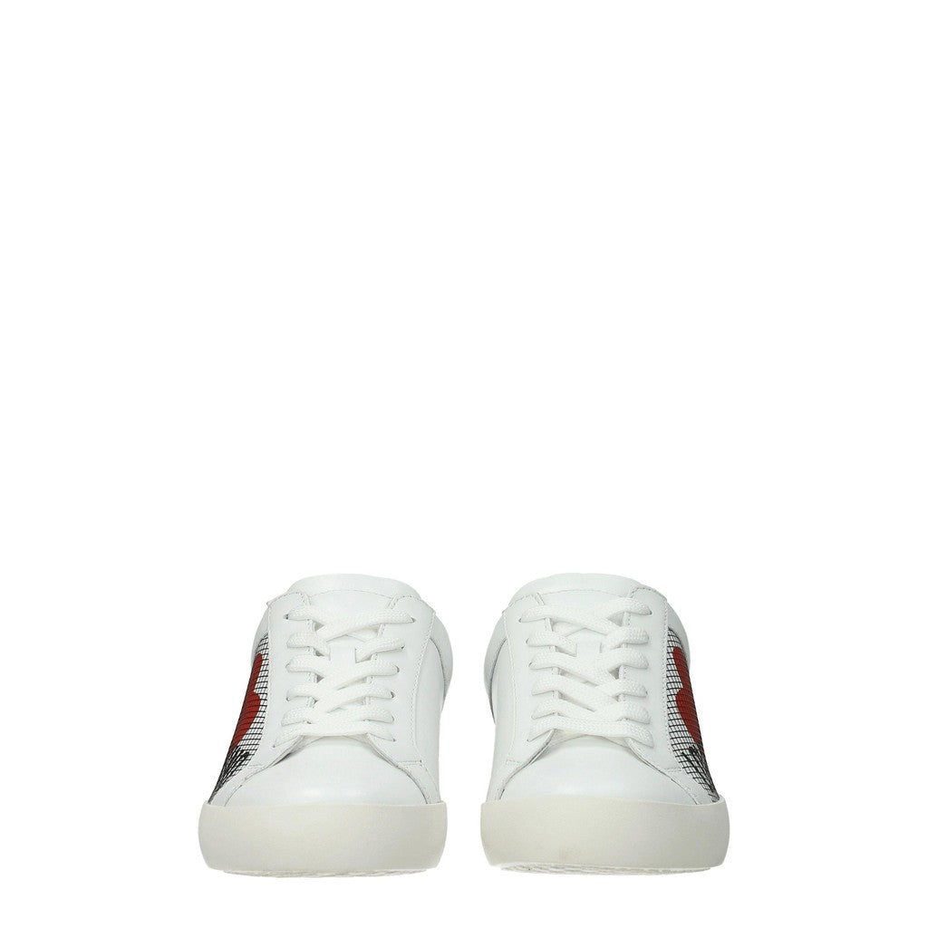 Love Moschino Leren sneakers met rubberen zool – Wit