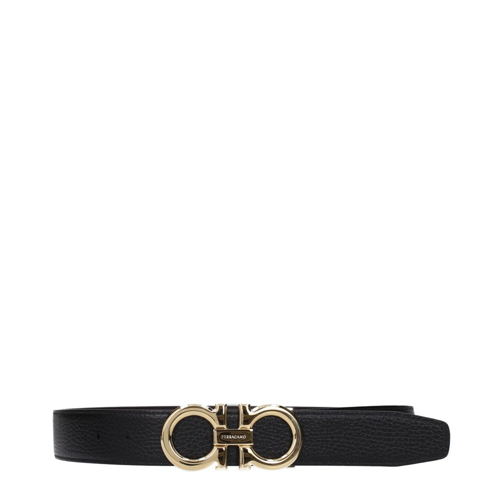 Salvatore Ferragamo Gancini Riem met goudkleurige details – Bruin / Zwart