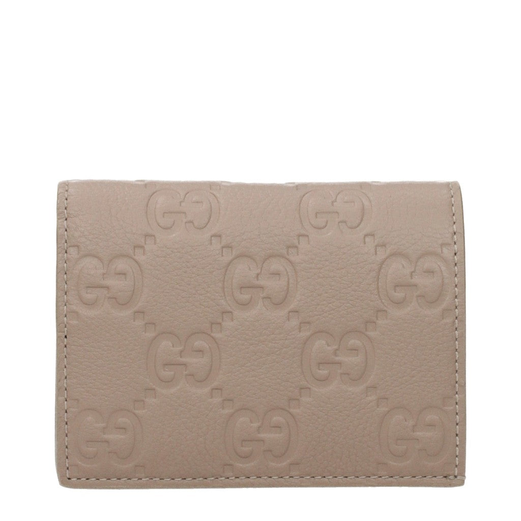 Gucci Portemonnee met knoopsluiting en vier kaartvakken – Taupe