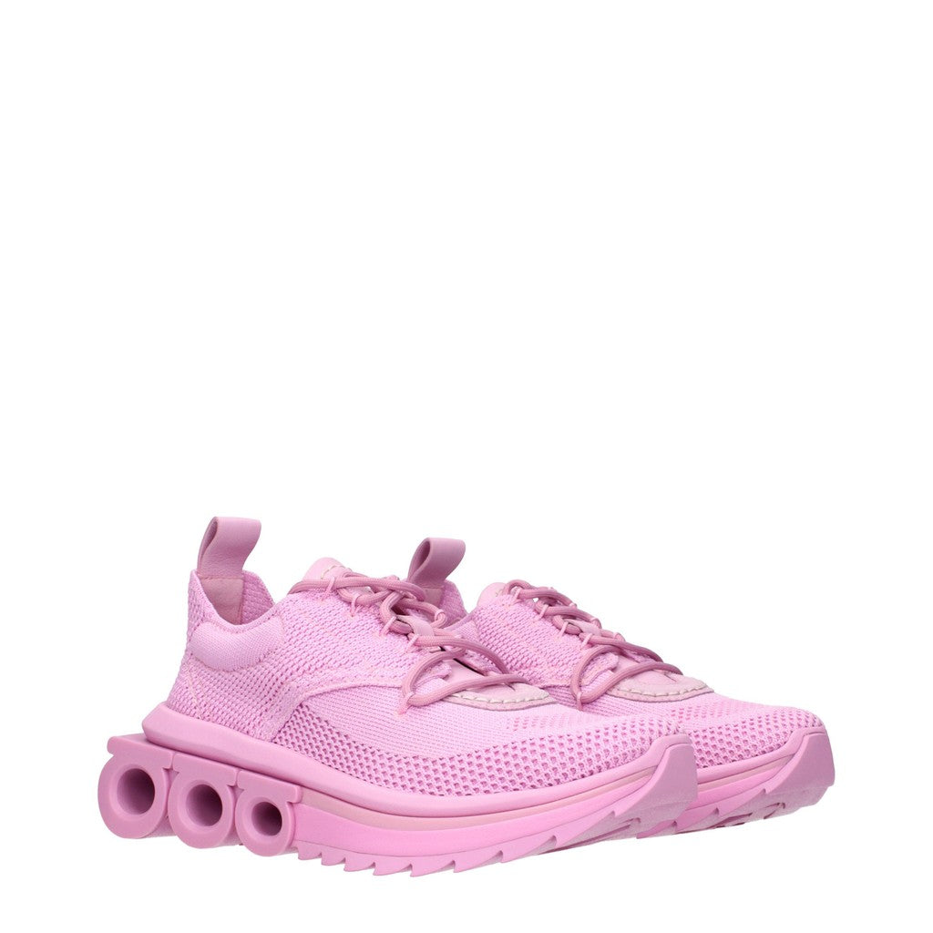 Salvatore Ferragamo Nima Knit Sneakers van stof en leer – Roze
