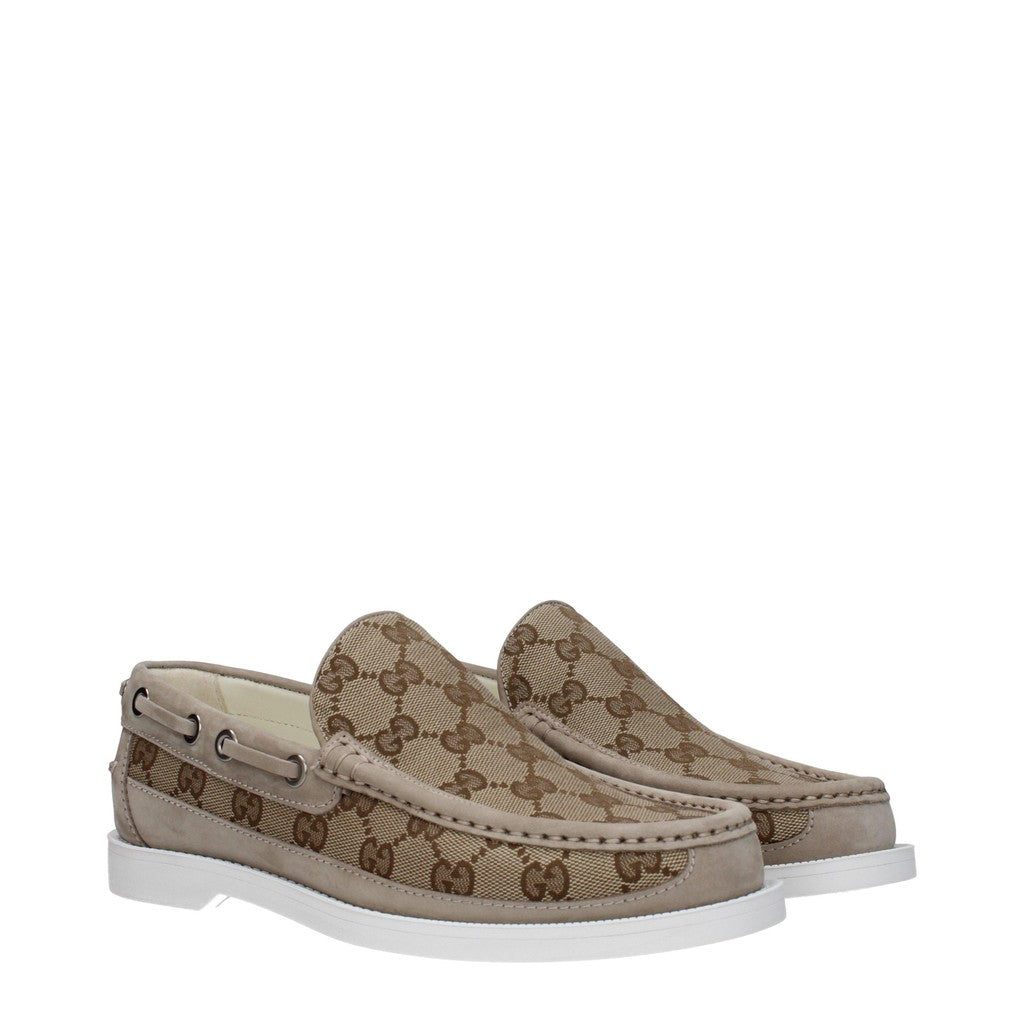 Gucci Herenloafers van stof en suède – Beige