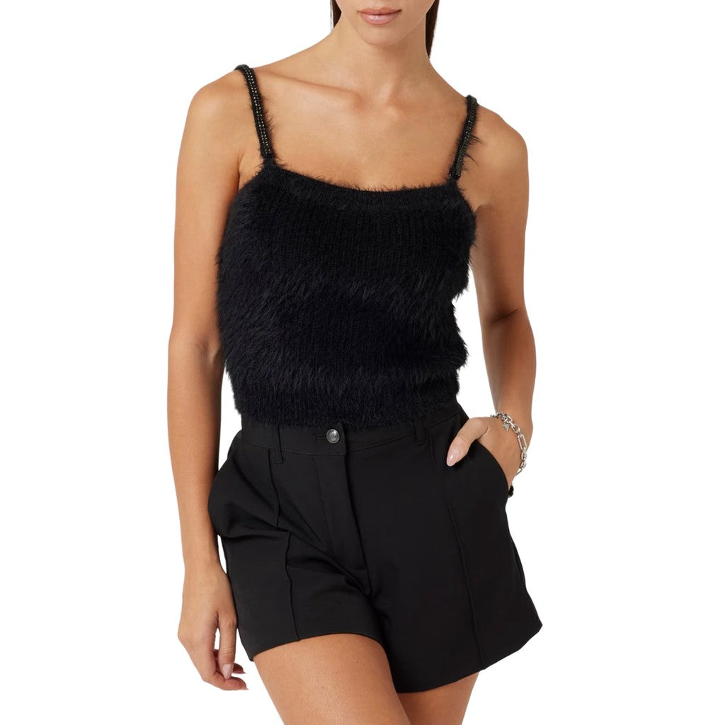 Guess Top met schouderbandjes en logo – Zwart