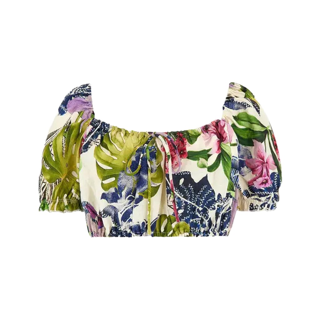Guess Blouse met bloemendessin en korte mouwen – Meerkleurig