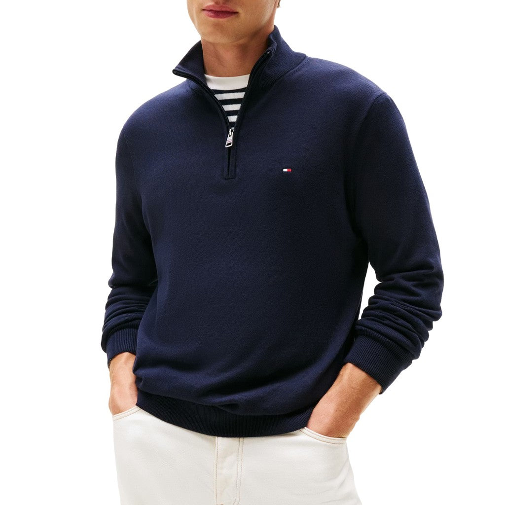 Tommy Hilfiger Trui met halve rits en lange mouwen – Marineblauw