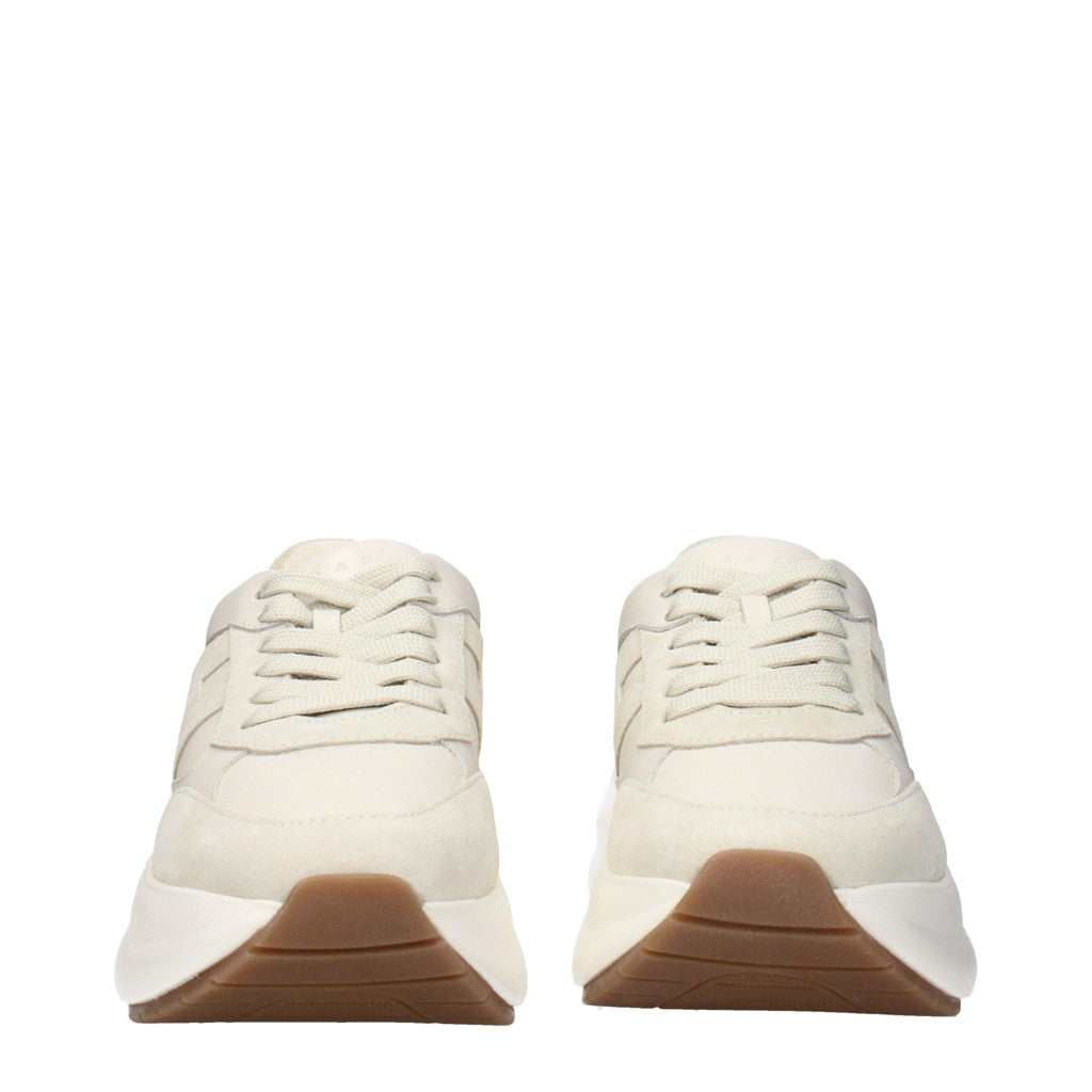 Hogan H696 Sneakers van leer en suède met veters – Beige / Ivoor