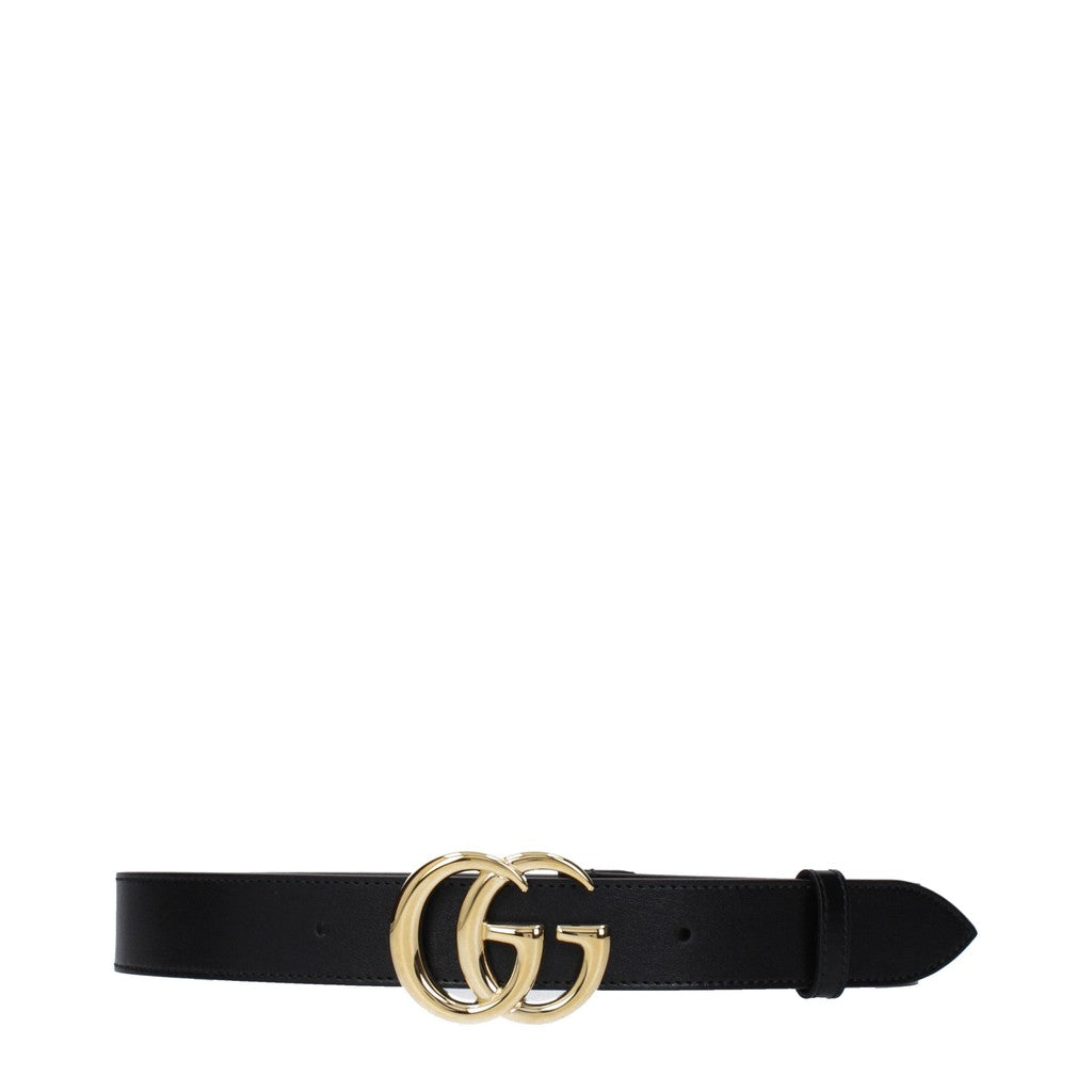 Gucci Leren riem met goudkleurige details – Zwart