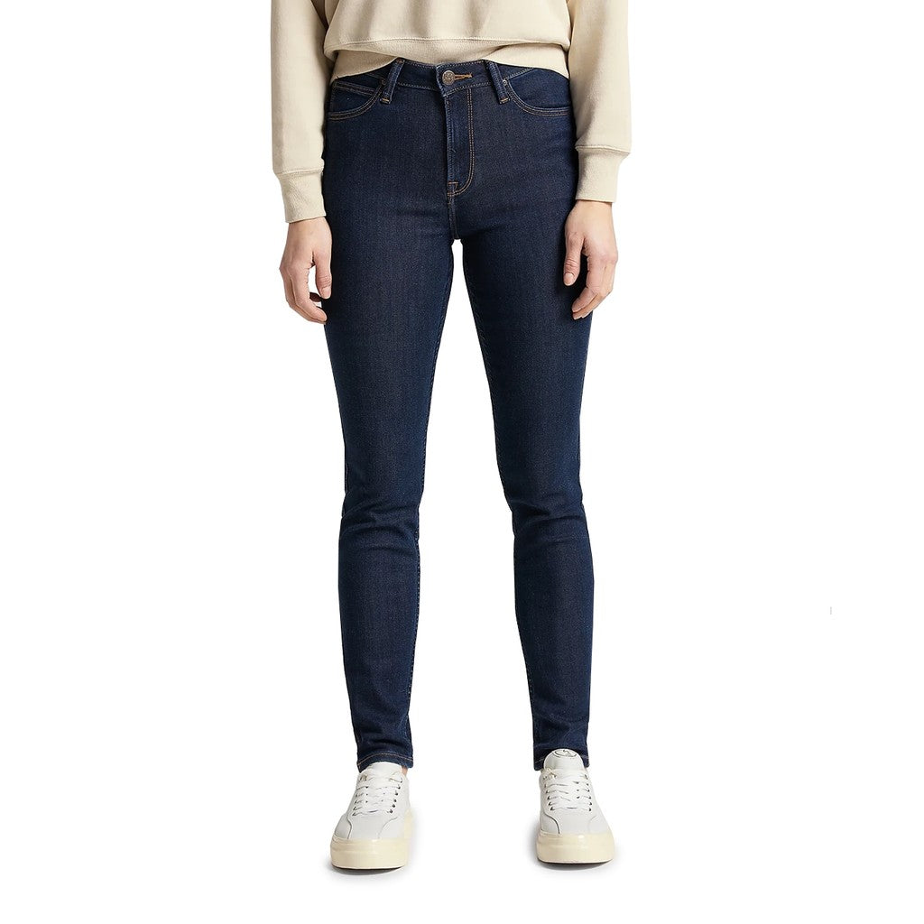 Lee Scarlett High Jeans met vijf zakken en logo – Donkerblauw