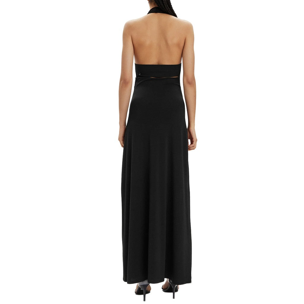 Guess Lange mouwloze jurk met V-hals – Zwart