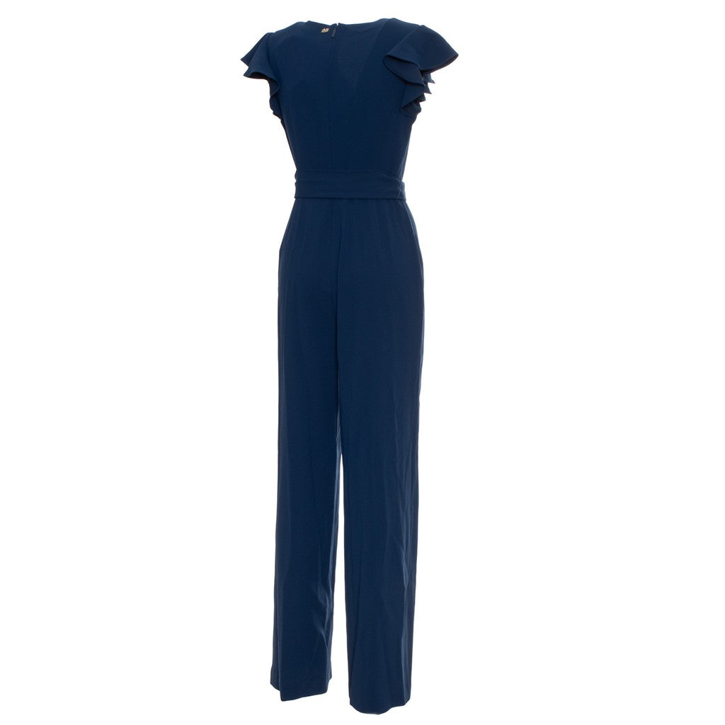 Guess Mouwloze jumpsuit met V-hals en ceintuur – Marineblauw