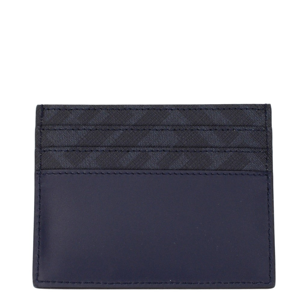 Fendi Kaarthouder van leer en stof met zeven kaartvakken – Blauw