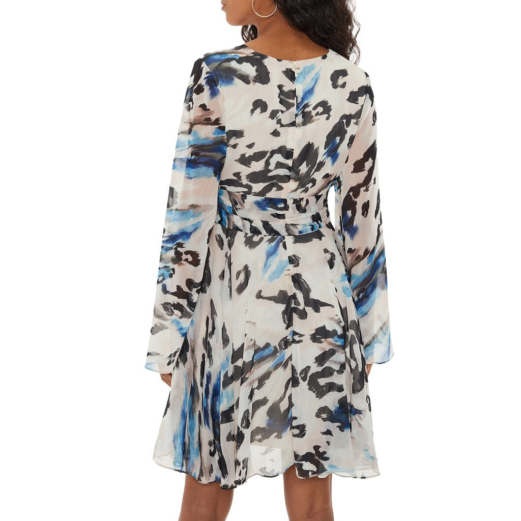 Guess Knielange jurk met V-hals en lange mouwen – Meerkleurig