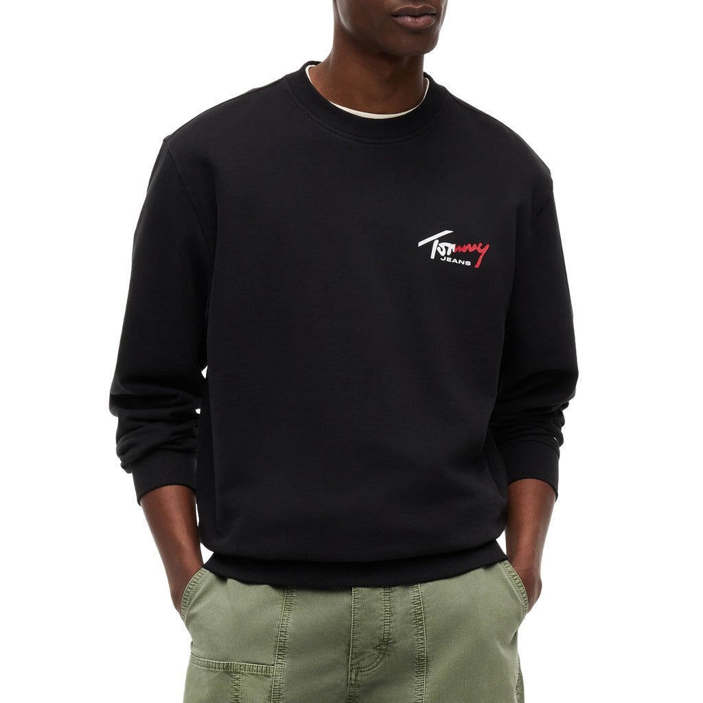 Tommy Jeans Regular Fit Sweater met bedrukt logo – Zwart