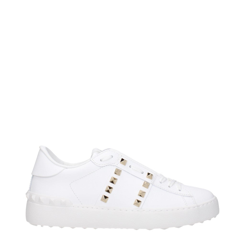 Valentino Garavani Rockstud Sneakers met goudkleurige details – Wit