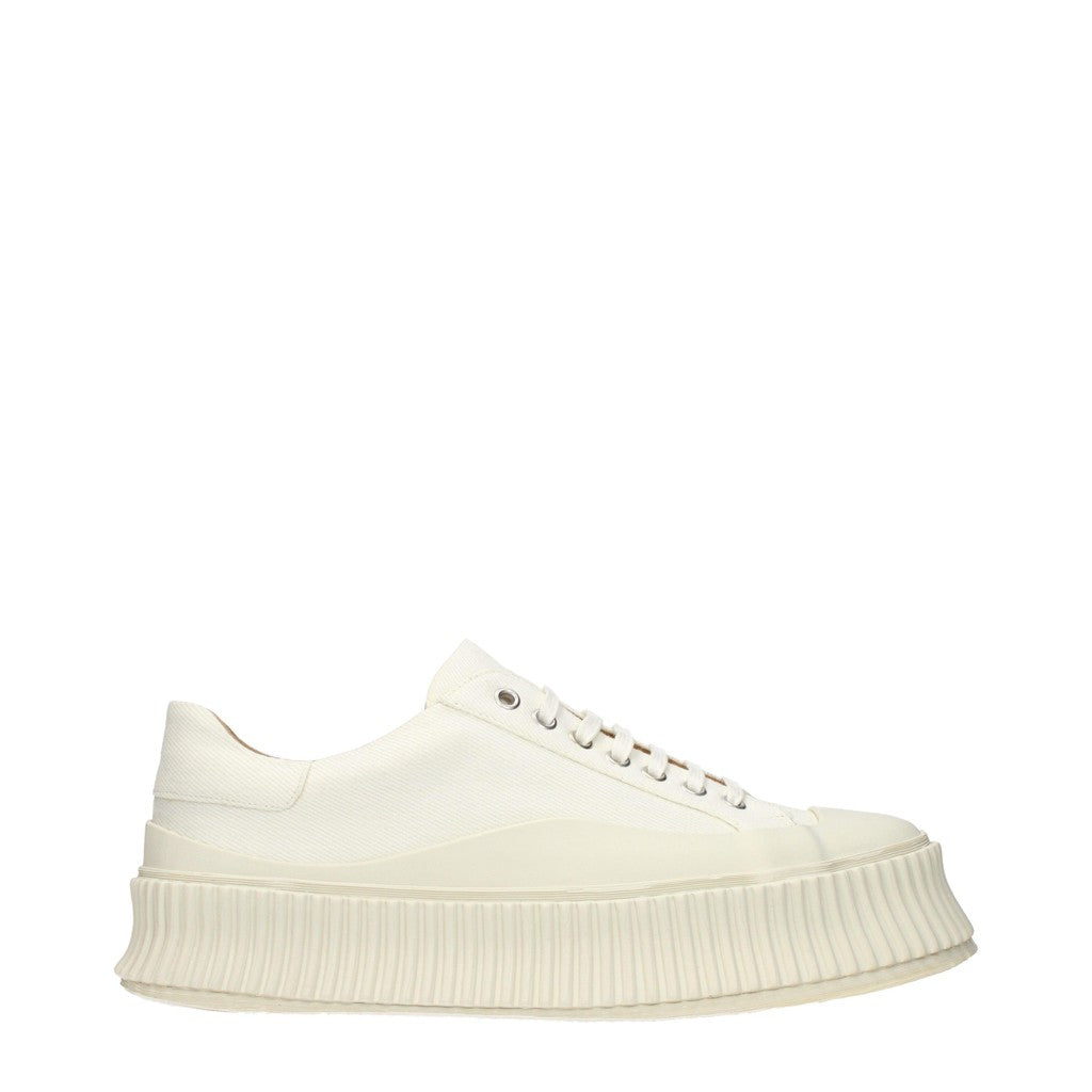 Jil Sander Low-Top Sneakers van textiel met hak – Wit