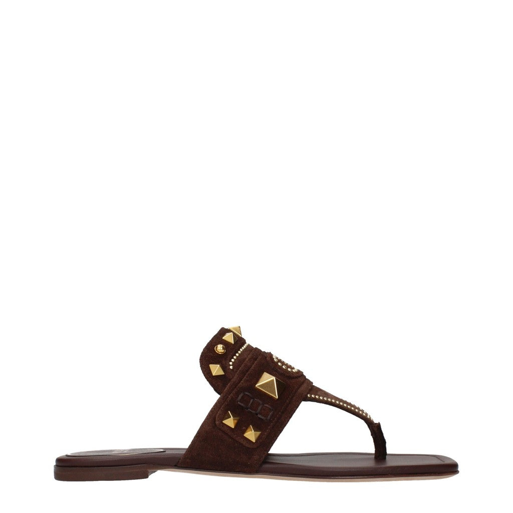 Valentino Garavani Sandalen met open neus en leren zool – Bruin