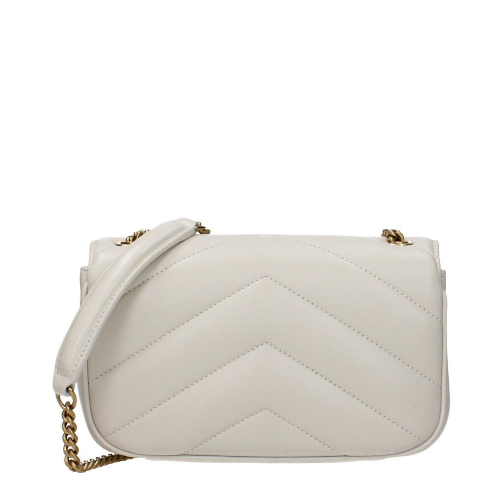 Saint Laurent Loulou Kleine schoudertas met kaartvak – Crème