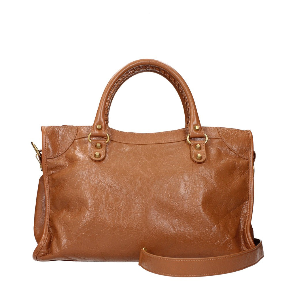 Balenciaga Ruime handtas met goudkleurige details – Cognac