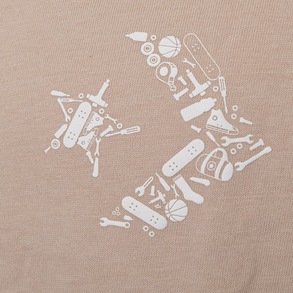 Converse Tweekleurig T-shirt met bedrukt logo – Beige