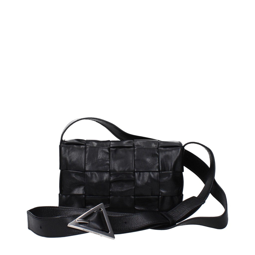 Bottega Veneta Slanke crossbodytas met zilverkleurige details – Zwart