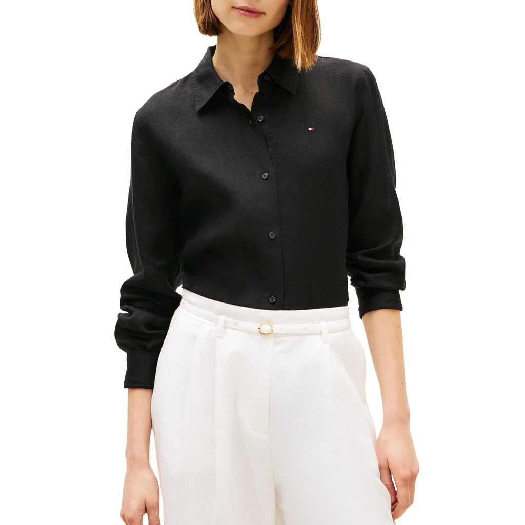 Tommy Hilfiger Linnen blouse – Zwart