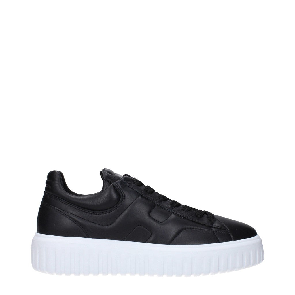 Hogan H-Stripes Leren sneakers met rubberen zool – Zwart / Wit
