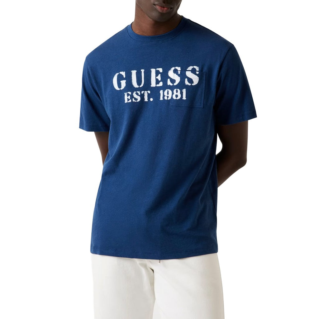 Guess T-shirt met logoprint Heren – Blauw
