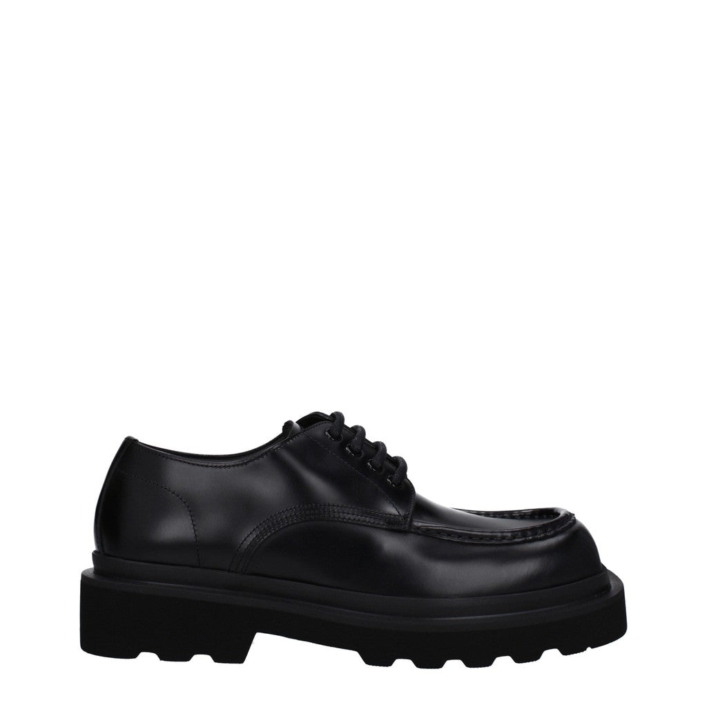 Dolce & Gabbana Leren veterschoenen met hak – Zwart