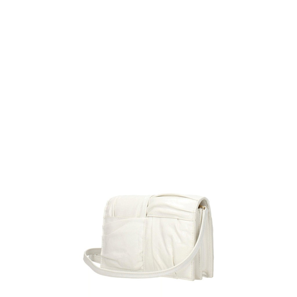 Bottega Veneta Platte leren crossbodytas – Wit