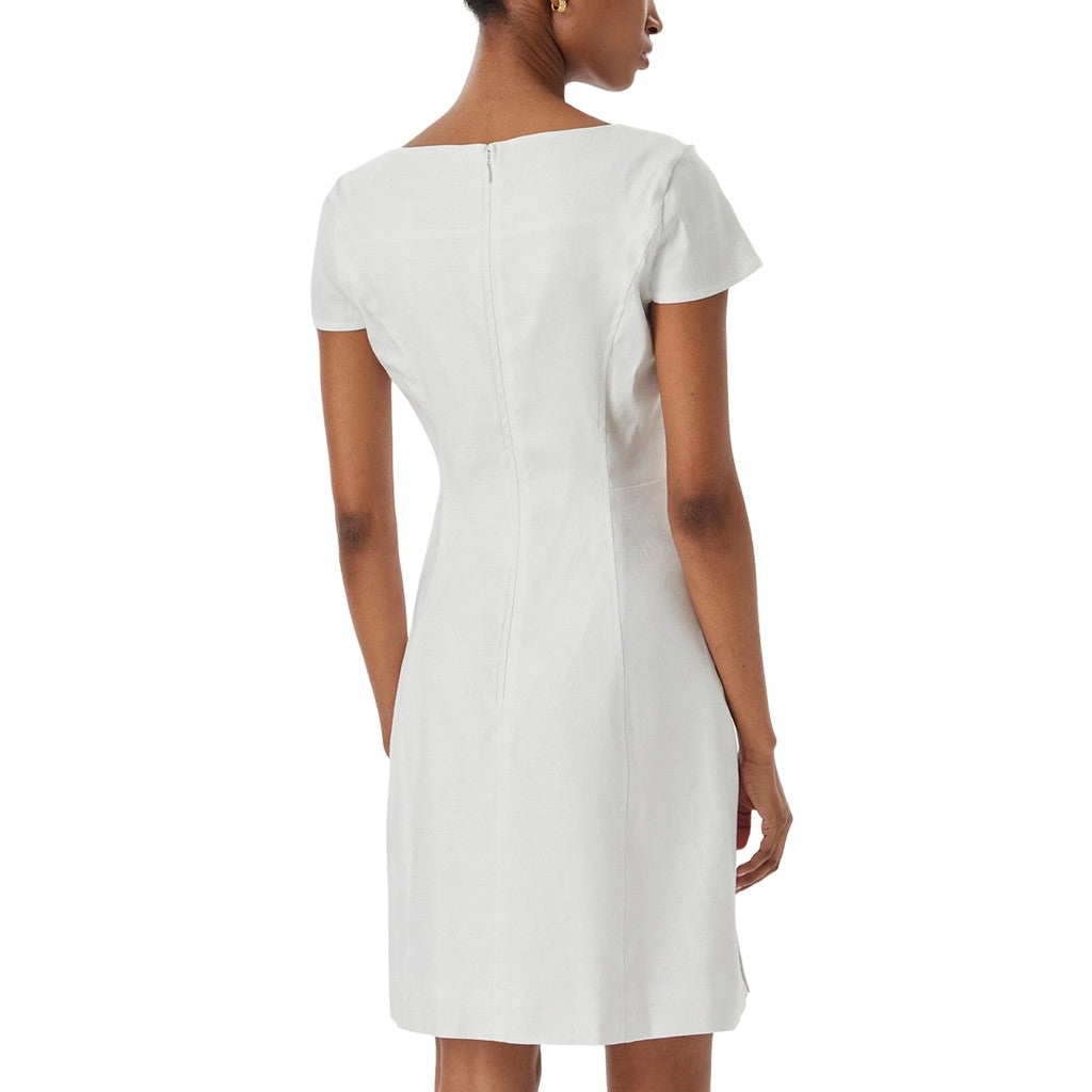 Guess Knielange jurk met V-hals en korte mouwen – Wit